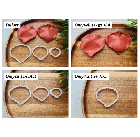 Silicone veiner, Rose petal texture, style 1, set or individually