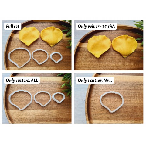 Silicone veiner, Rose petal texture, style 1, set or individually