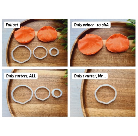 Silicone veiner, Rose petal texture, style 2, set or individually