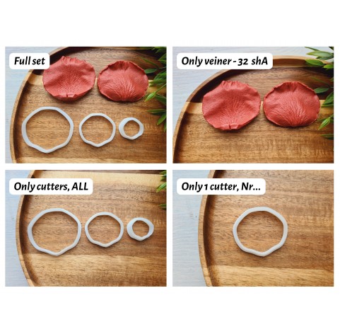 Silicone veiner, Rose petal texture, style 2, set or individually