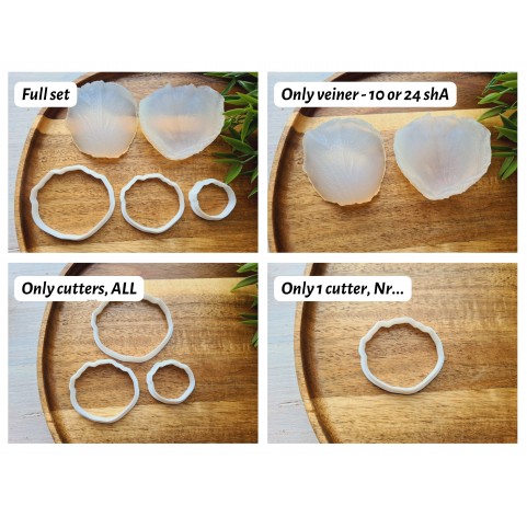 Silicone veiner, Rose petal texture, large, style 3, set or individually