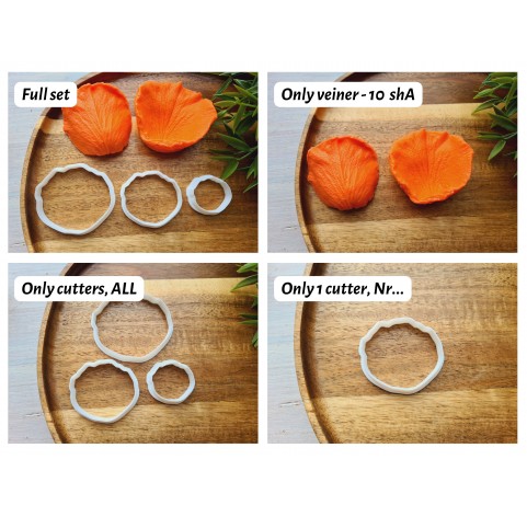 Silicone veiner, Rose petal texture, large, style 3, set or individually