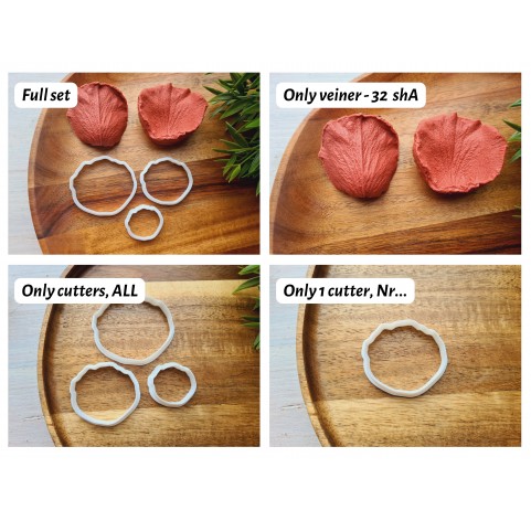 Silicone veiner, Rose petal texture, large, style 3, set or individually
