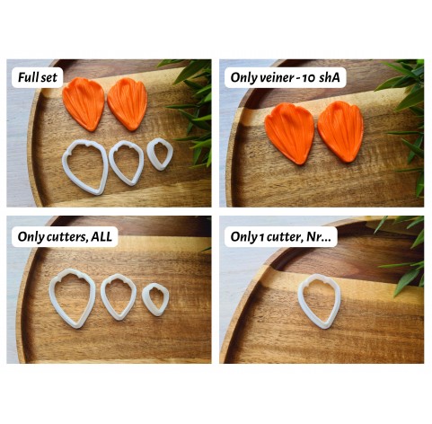 Silicone veiner, Petal texture, style 1, set or individually