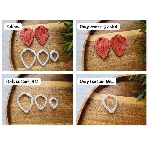 Silicone veiner, Petal texture, style 1, set or individually