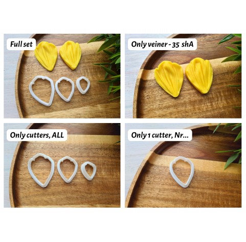 Silicone veiner, Petal texture, style 1, set or individually