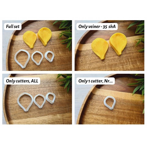 Silicone veiner, Petal texture, style 2, set or individually