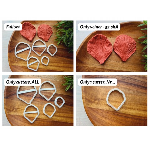 Silicone veiner, Peony petal texture, set or individually