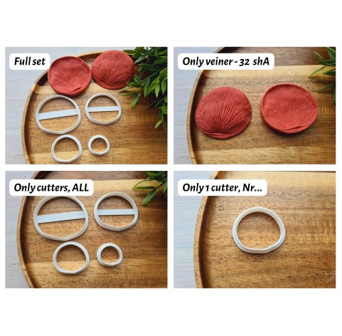 Silicone veiner, Anemone petal texture, style 2, large, set or individually