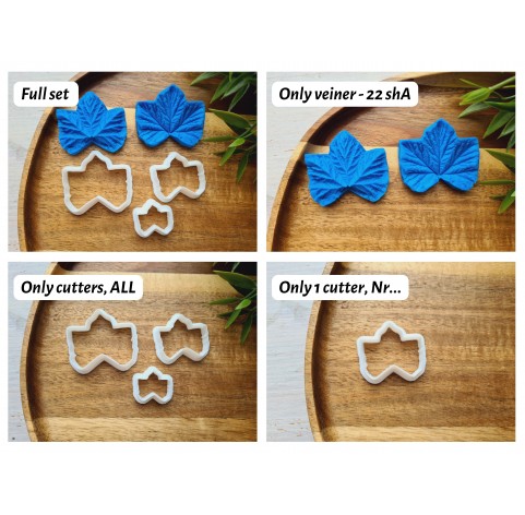 Silicone veiner, Cloudberry leaf, set or individually