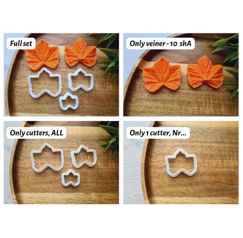 Silicone veiner, Cloudberry leaf, set or individually