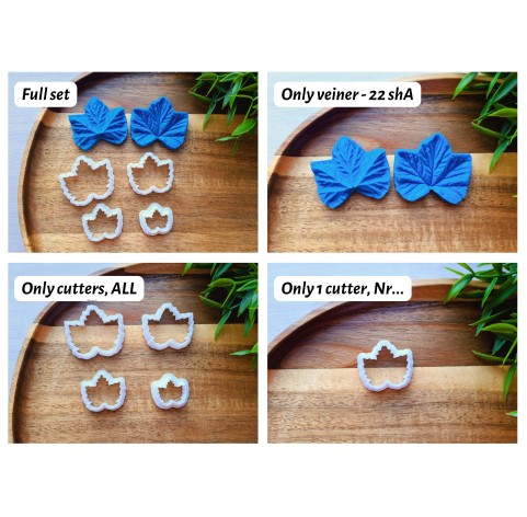 Silicone veiner, Cloudberry leaf, set or individually