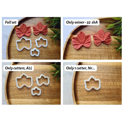Silicone veiner, Cloudberry leaf, set or individually