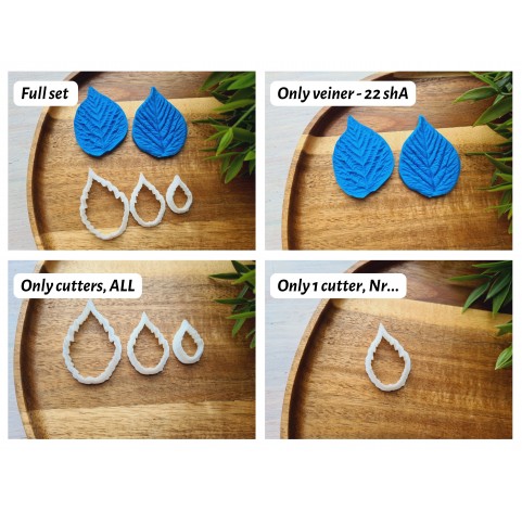 Silicone veiner, Raspberry leaf, style 3, set or individually