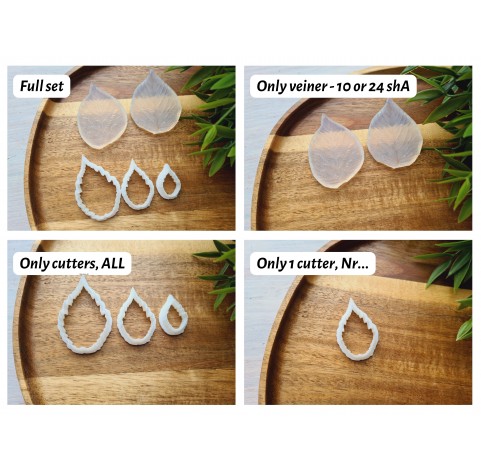 Silicone veiner, Raspberry leaf, style 3, set or individually