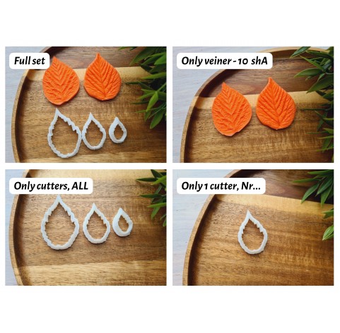 Silicone veiner, Raspberry leaf, style 3, set or individually