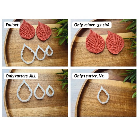 Silicone veiner, Raspberry leaf, style 3, set or individually