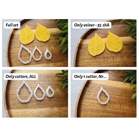 Silicone veiner, Raspberry leaf, style 3, set or individually