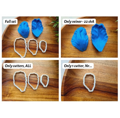 Silicone veiner, Tulip petal texture, style 1, set or individually