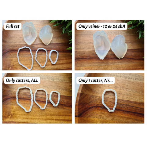 Silicone veiner, Tulip petal texture, style 1, set or individually