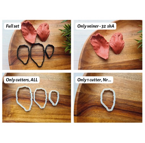 Silicone veiner, Tulip petal texture, style 1, set or individually