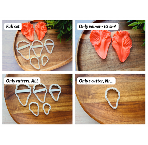 Silicone veiner, Parrot tulip petal texture, style 2, set or individually