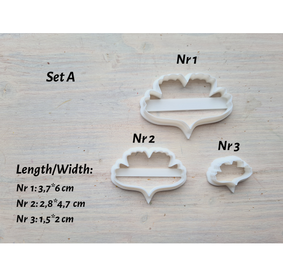 Silicone veiner, Ginkgo leaf, set A, set or individually