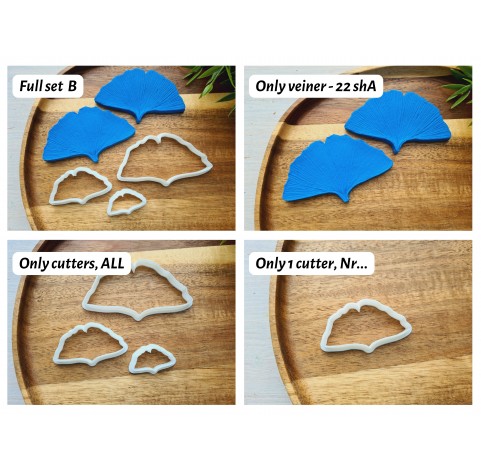 Silicone veiner, Ginkgo leaf, set B, set or individually