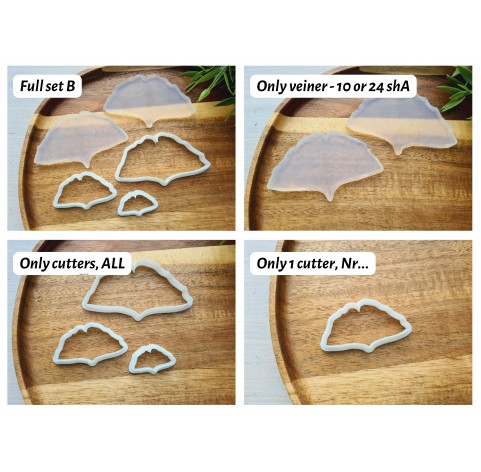 Silicone veiner, Ginkgo leaf, set B, set or individually