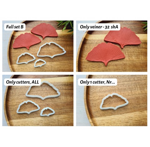Silicone veiner, Ginkgo leaf, set B, set or individually