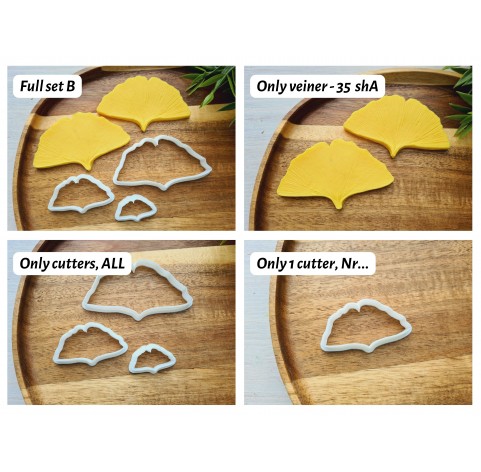 Silicone veiner, Ginkgo leaf, set B, set or individually