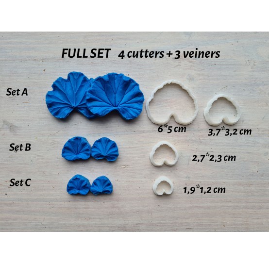 Silicone veiner, Geranium leaf, Set A, Set B or Set C, set or individually