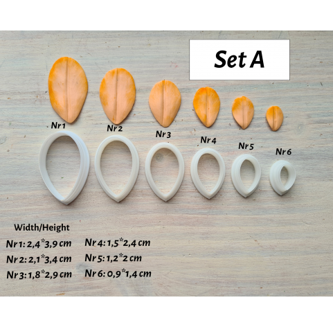Silicone veiner, Tulip petal texture, style 2, Set A, set or individually