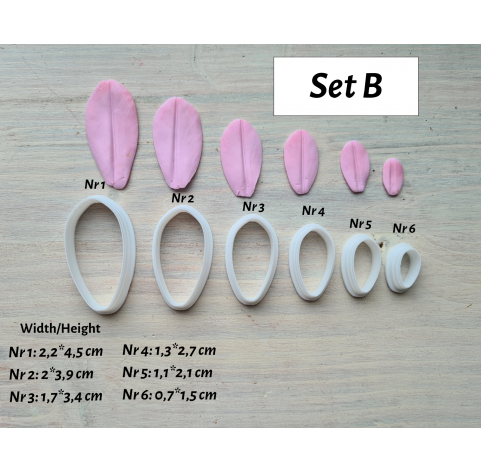 Silicone veiner, Tulip petal texture, style 2, Set B, set or individually