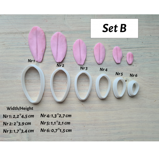Silicone veiner, Tulip petal texture, style 2, Set B, set or individually