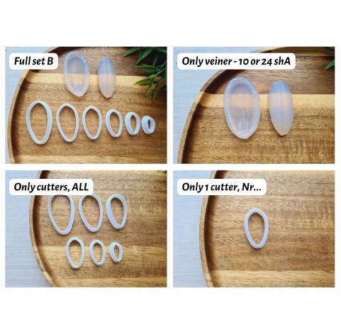 Silicone veiner, Tulip petal texture, style 2, Set B, set or individually