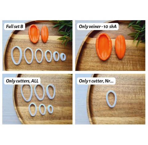 Silicone veiner, Tulip petal texture, style 2, Set B, set or individually