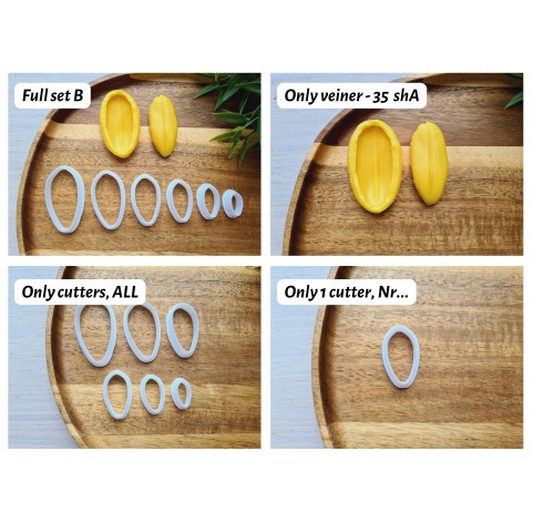 Silicone veiner, Tulip petal texture, style 2, Set B, set or individually
