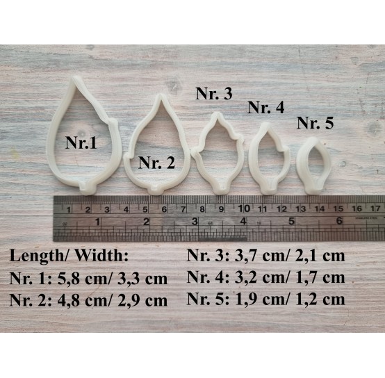 Silicone veiner, Poinsettia leaf, style 2, full set or individually