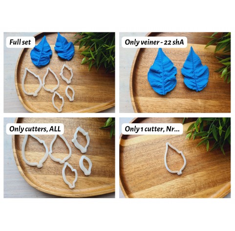 Silicone veiner, Poinsettia leaf, style 2, full set or individually