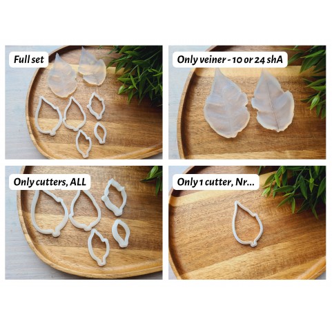 Silicone veiner, Poinsettia leaf, style 2, full set or individually