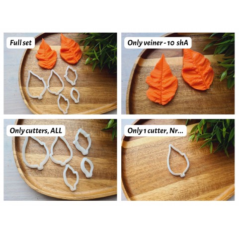 Silicone veiner, Poinsettia leaf, style 2, full set or individually