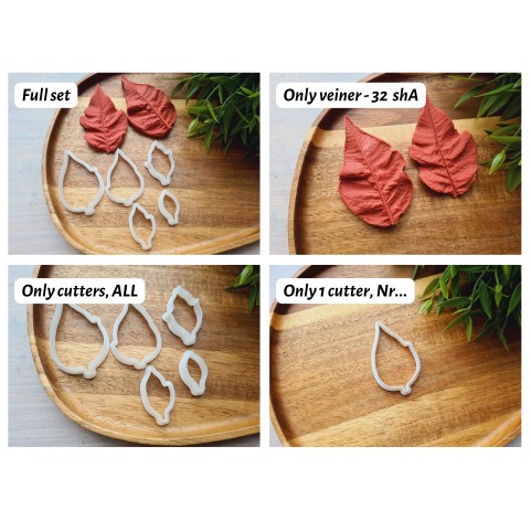 Silicone veiner, Poinsettia leaf, style 2, full set or individually