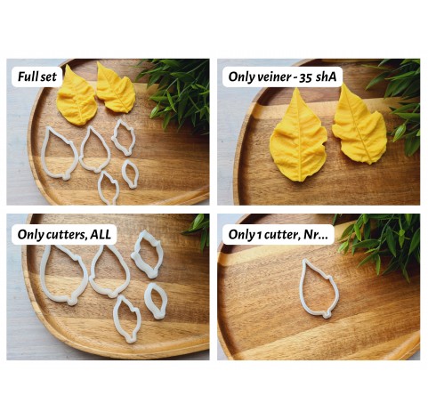 Silicone veiner, Poinsettia leaf, style 2, full set or individually