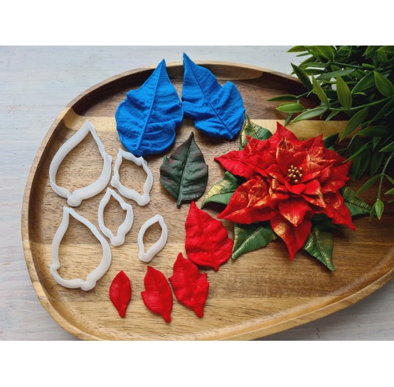 Silicone veiner, Poinsettia leaf, style 2, full set or individually