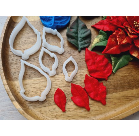 Silicone veiner, Poinsettia leaf, style 2, full set or individually