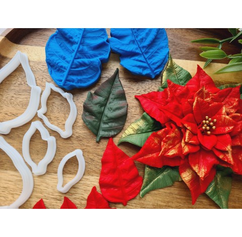 Silicone veiner, Poinsettia leaf, style 2, full set or individually