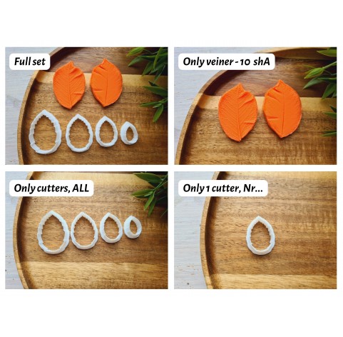 Silicone veiner, Rose leaf, style 3, set or individually