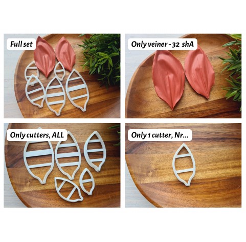 Silicone veiner, Lily of the valley leaf, set A, set or individually