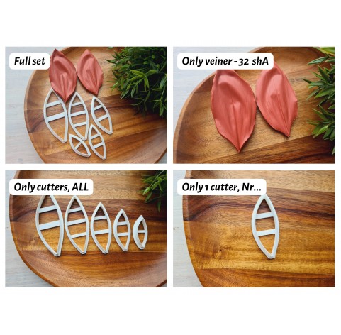 Silicone veiner, Lily of the valley leaf, set B, set or individually
